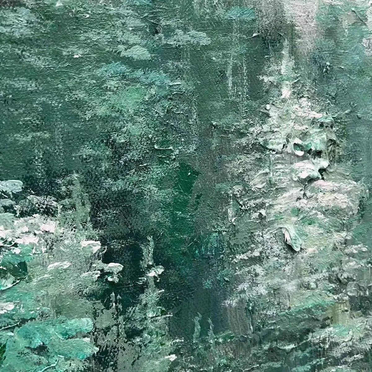 VALLEY OF THE EVERGREENS: Panoramic Evergreen Forest Landscape Oil Painting