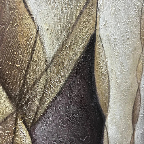 ABSTRACT FIGURES: Textured Abstract Figures Painting, Beige and Brown Wall Art, Horizontal Canvas, Modern Decor