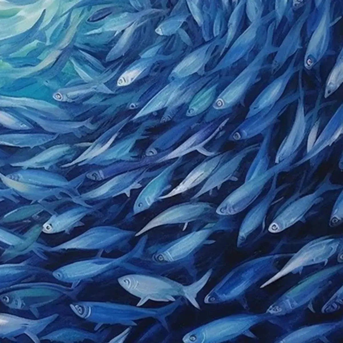 OCEANIC WHIRL: Dynamic Painting of a School of Fish