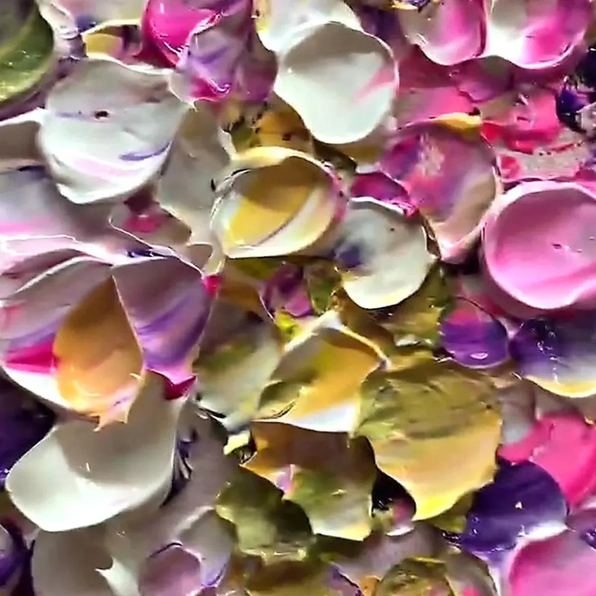 WISTERIA CASCADE: Textured Impasto Floral Painting in Pink, Purple, and Green