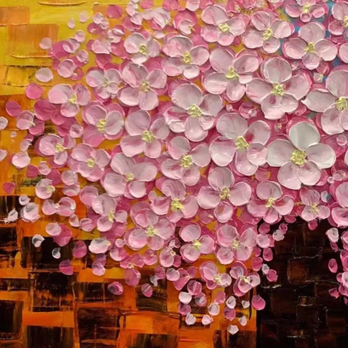 PINK BLOSSOM DREAM: Textured Floral Impasto Painting in Pink and White