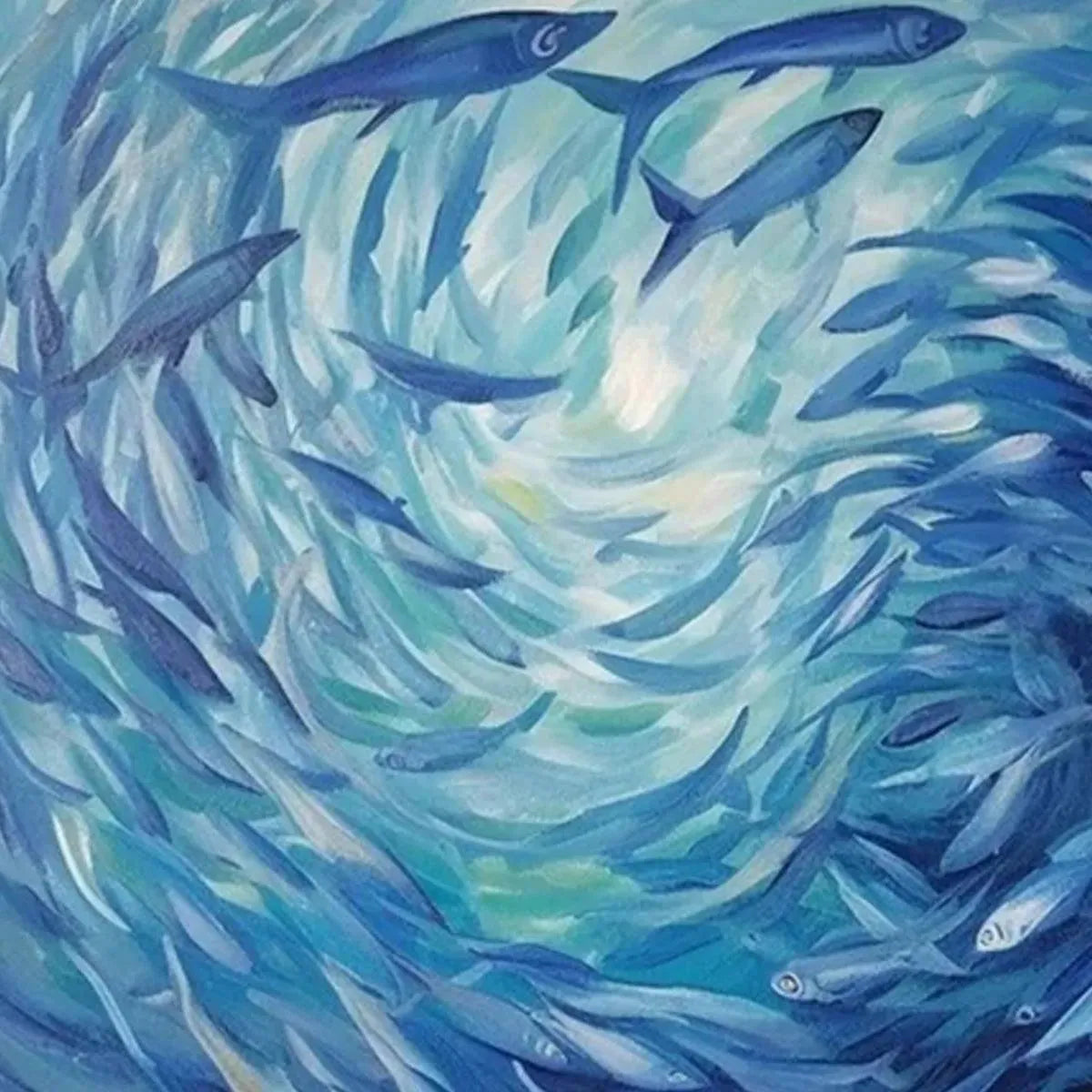 OCEANIC WHIRL: Dynamic Painting of a School of Fish