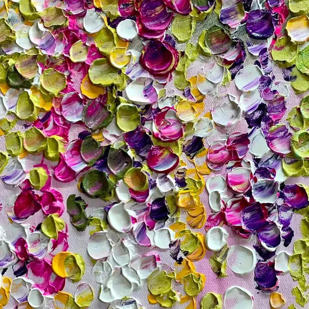 WISTERIA CASCADE: Textured Impasto Floral Painting in Pink, Purple, and Green