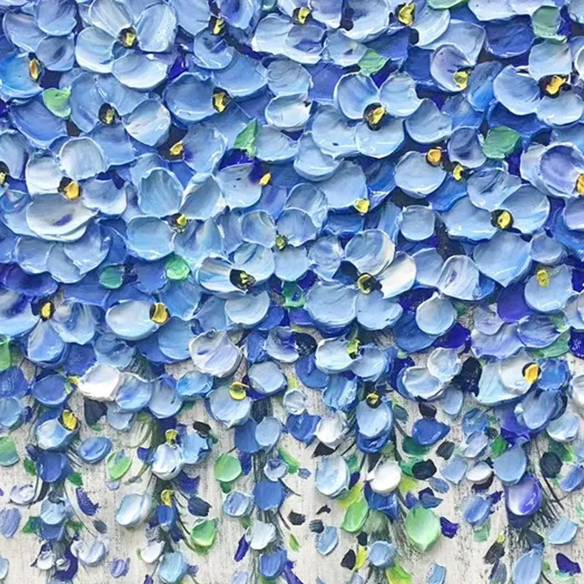 BLUE WISTERIA: Textured Impasto Blue Floral Painting