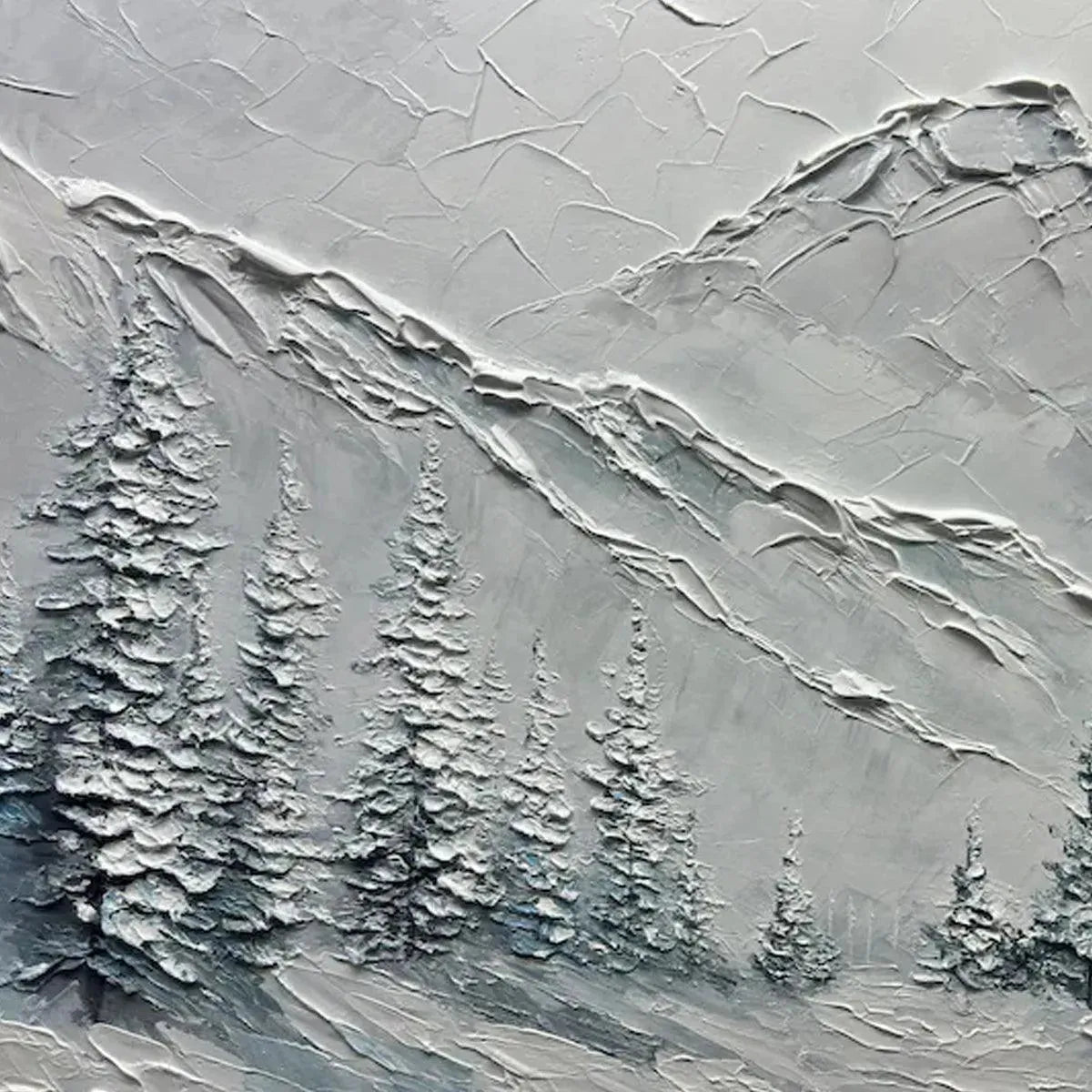 WINTER'S EMBRACE: Textured Winter Mountain Landscape Painting