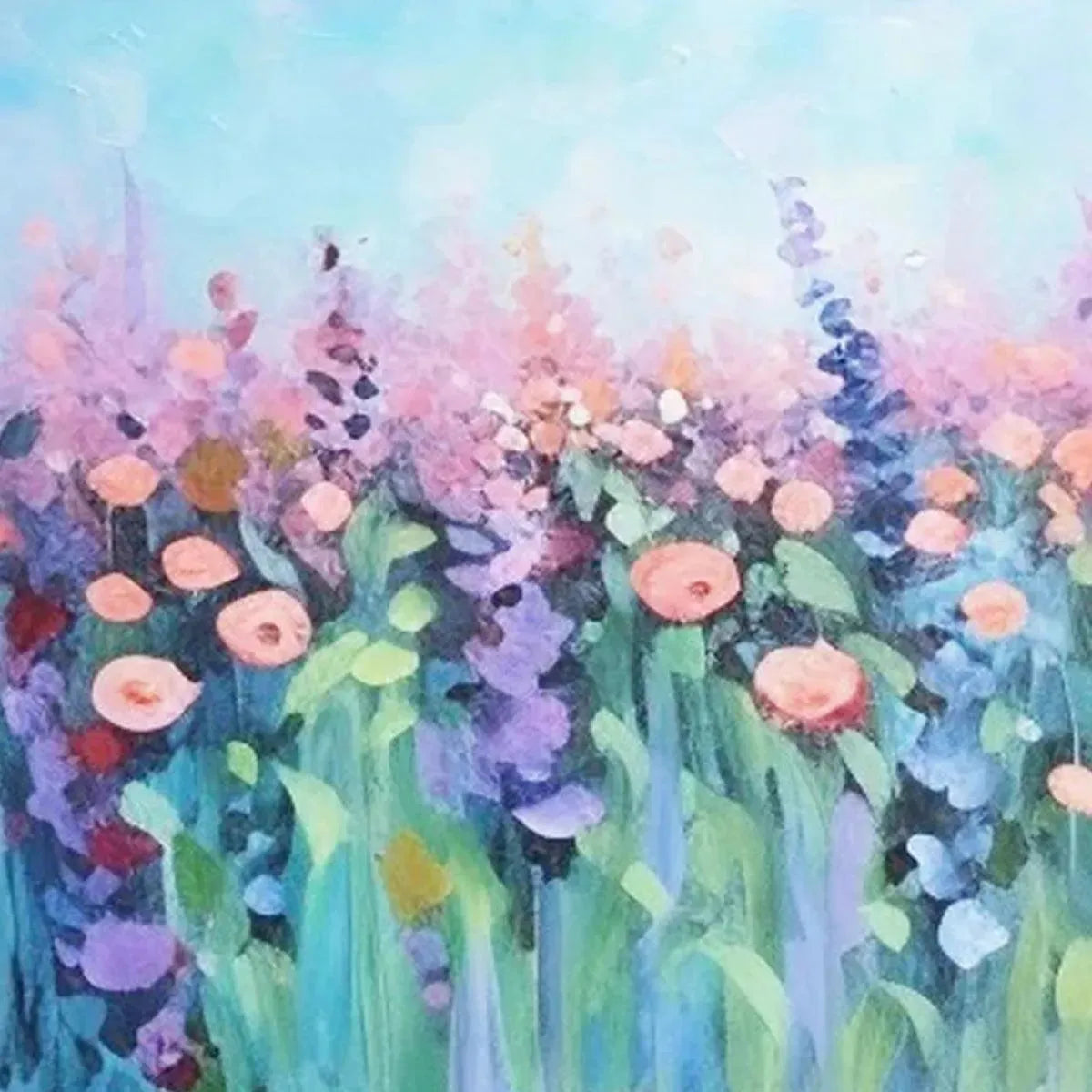 PASTEL MEADOW: Impressionistic Floral Landscape Painting