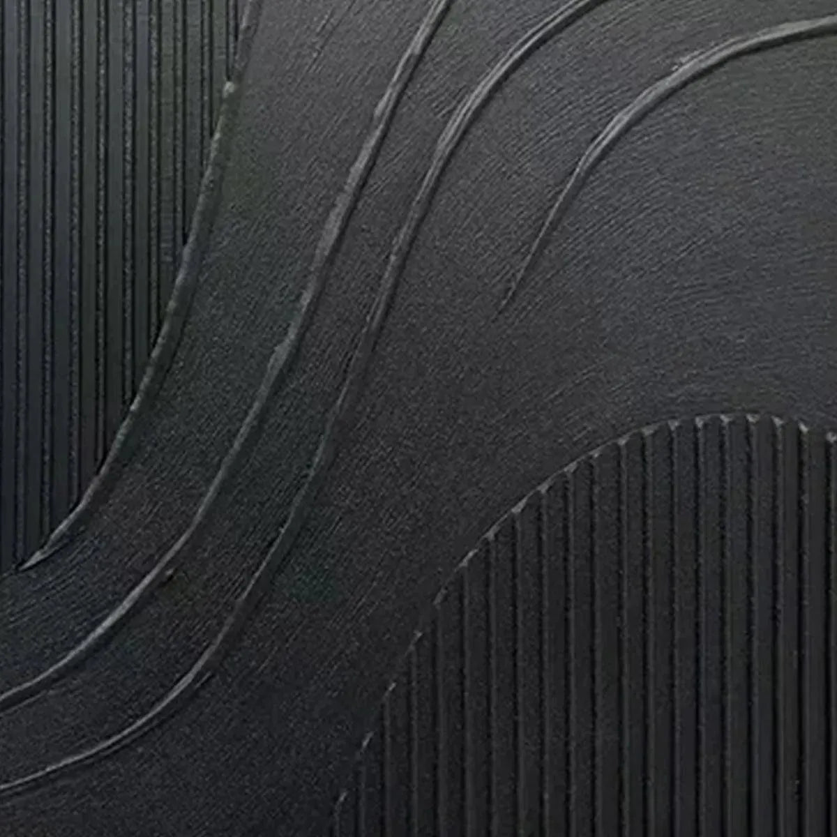 BLACK TEXTURED CURVES: Minimalist Textured Abstract Painting