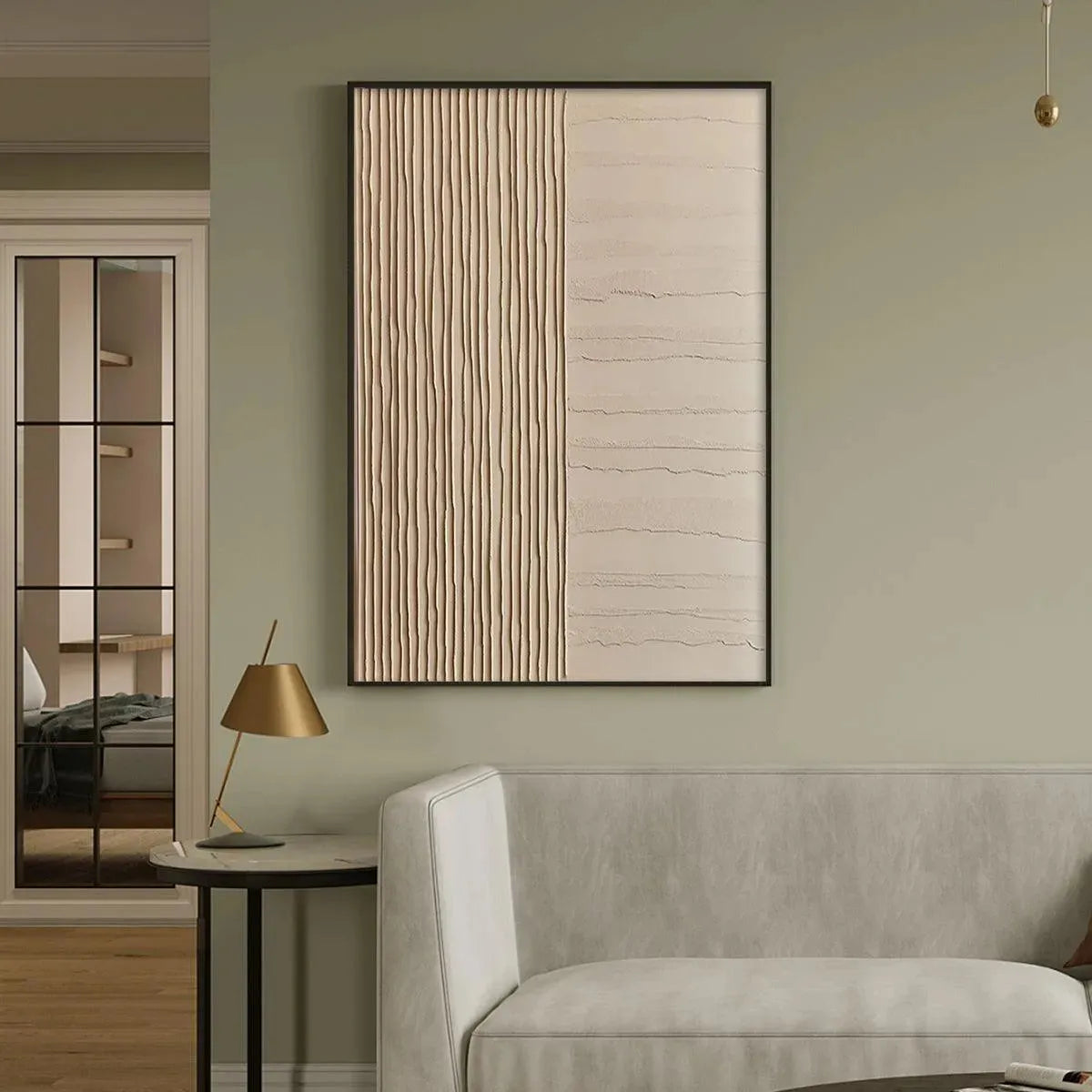 TEXTURED BEIGE LINES: Minimalist Textured Painting