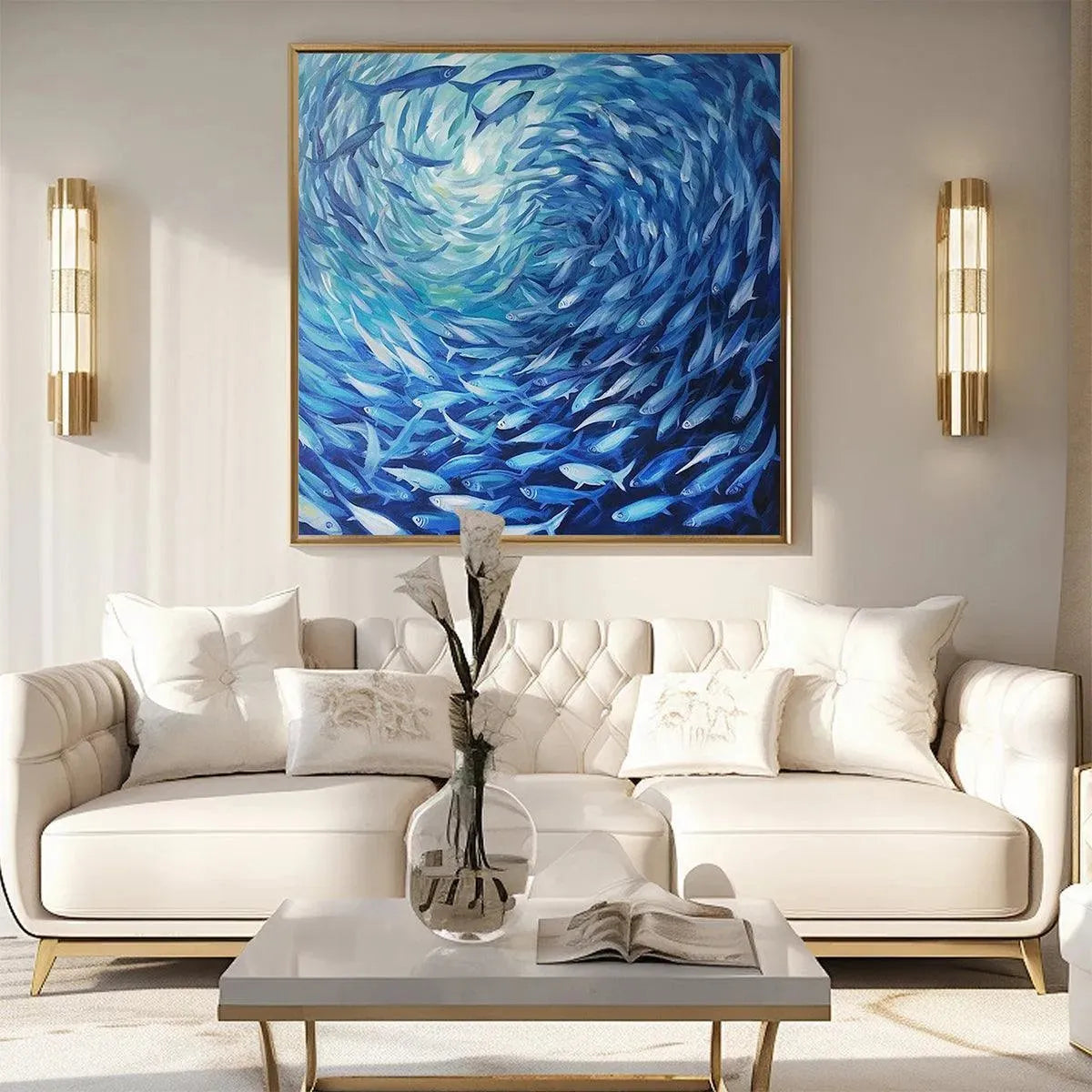 OCEANIC WHIRL: Dynamic Painting of a School of Fish