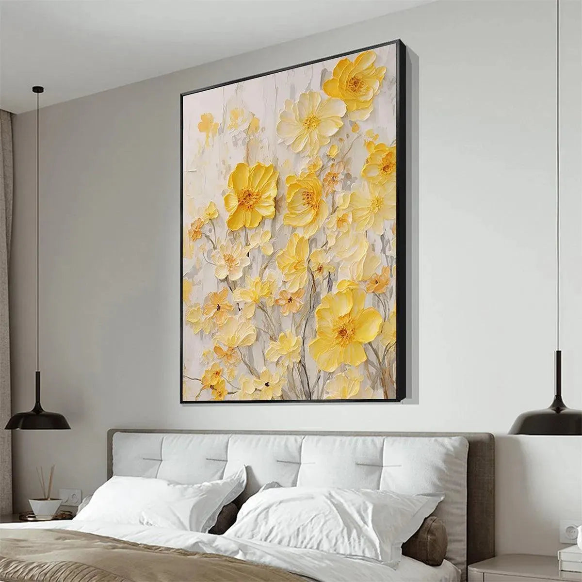 GOLDEN SUNFLOWERS: Textured Impasto Floral Painting in Yellow