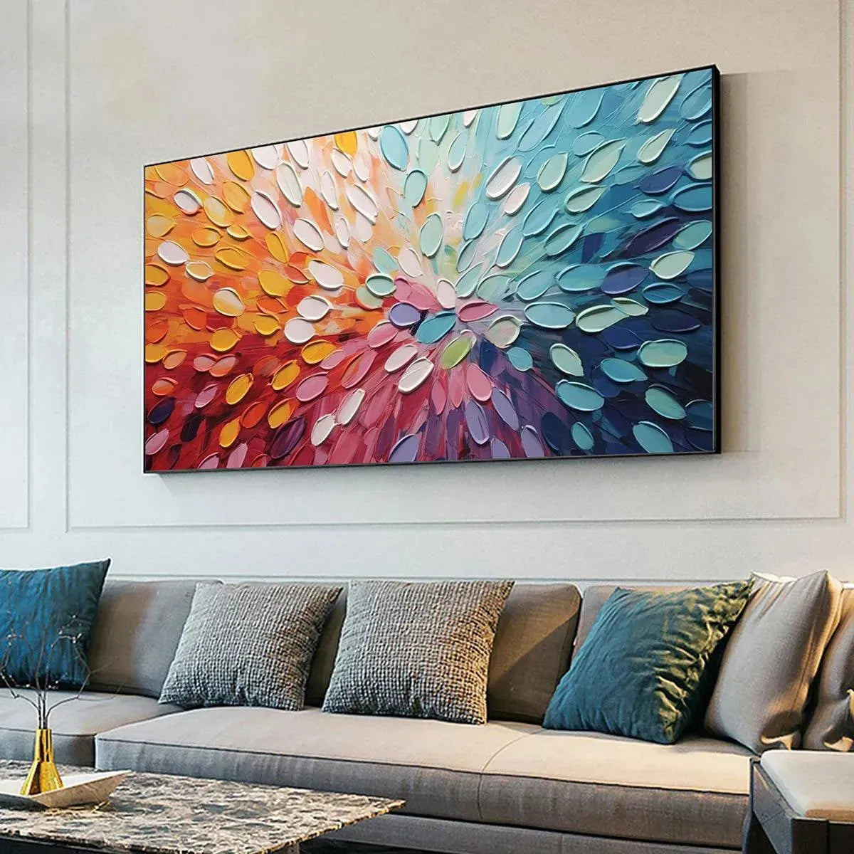 RAINBOW BURST: Textured Abstract Painting in Rainbow Colors