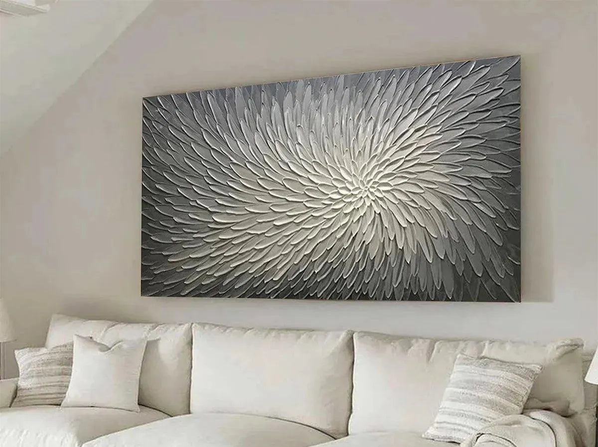 SILVER SWIRL: Textured Abstract Painting in Grey and White