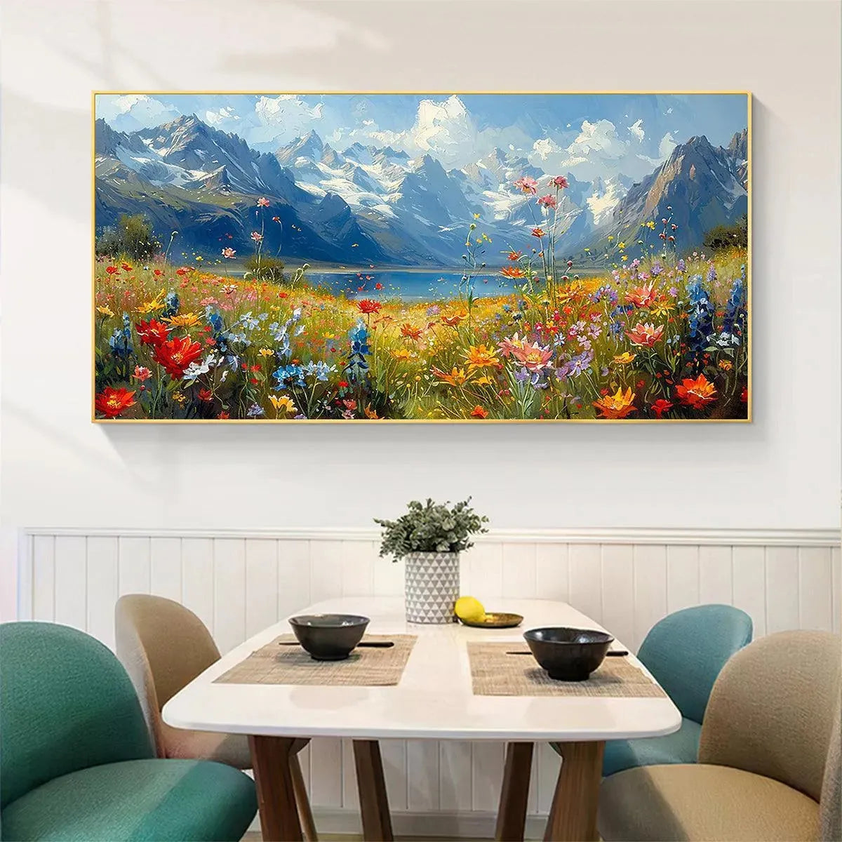 ALPINE MEADOW: Colorful Mountain Landscape Wildflower Painting