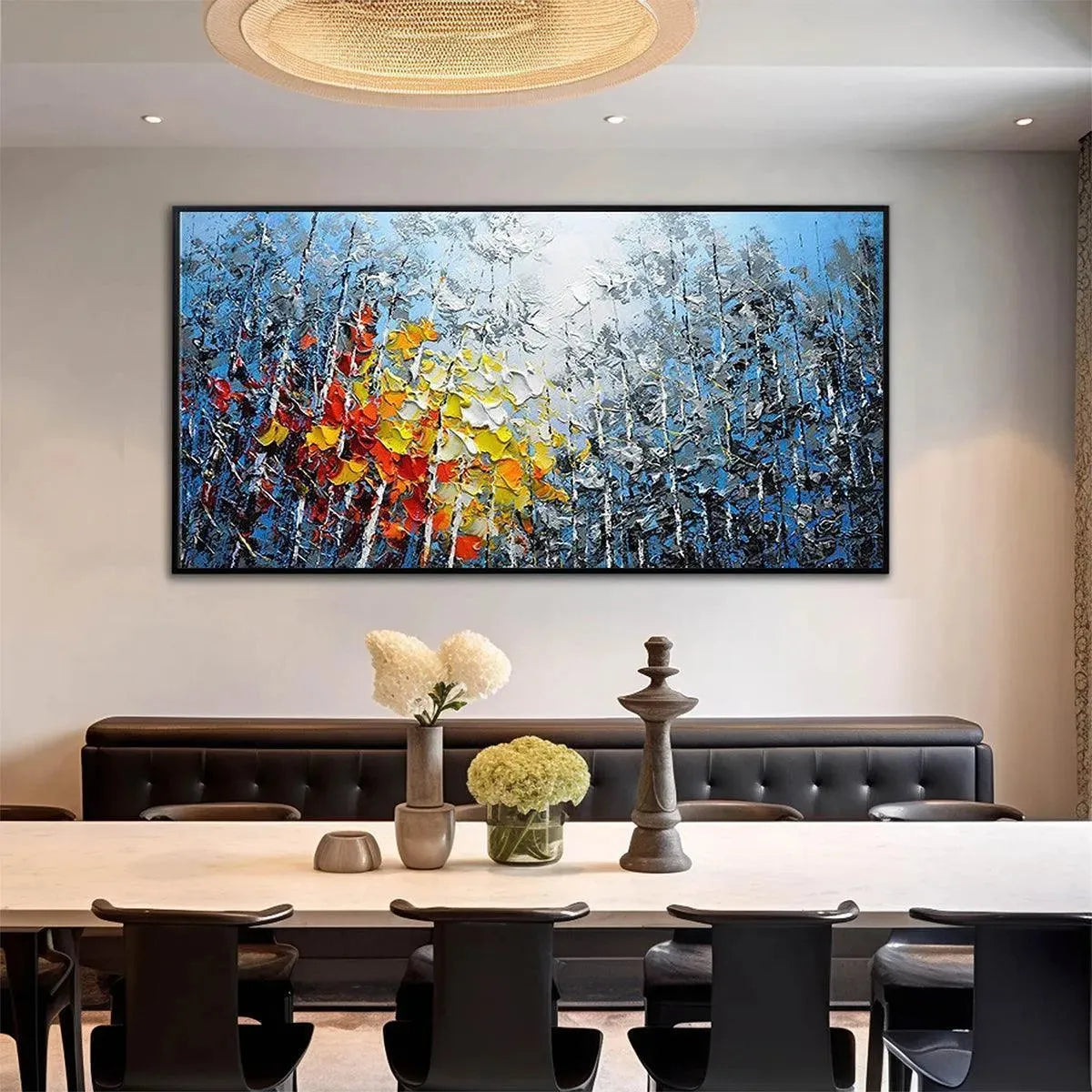 AUTUMN ASPEN: Textured Colorful Forest Landscape Impasto Painting