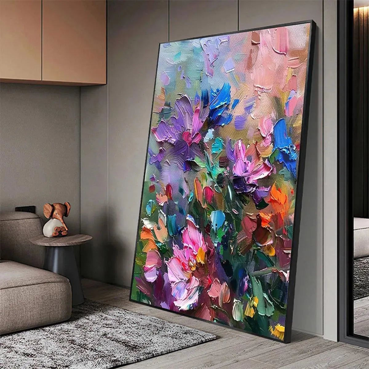 COLORFUL BLOOM: Vertical Impasto Floral Painting in Vibrant Colors