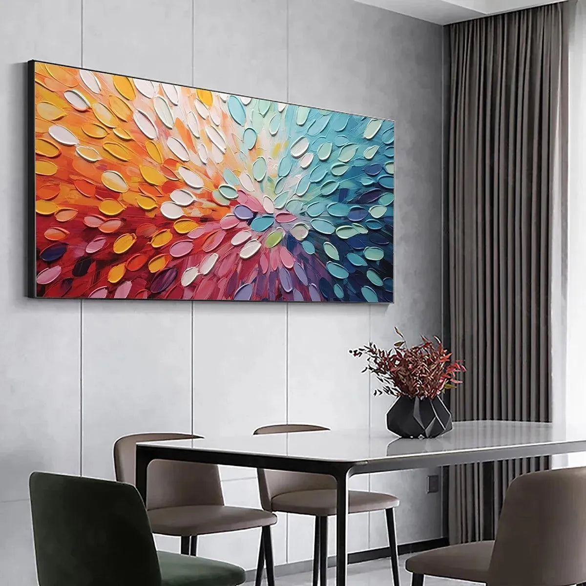 RAINBOW BURST: Textured Abstract Painting in Rainbow Colors
