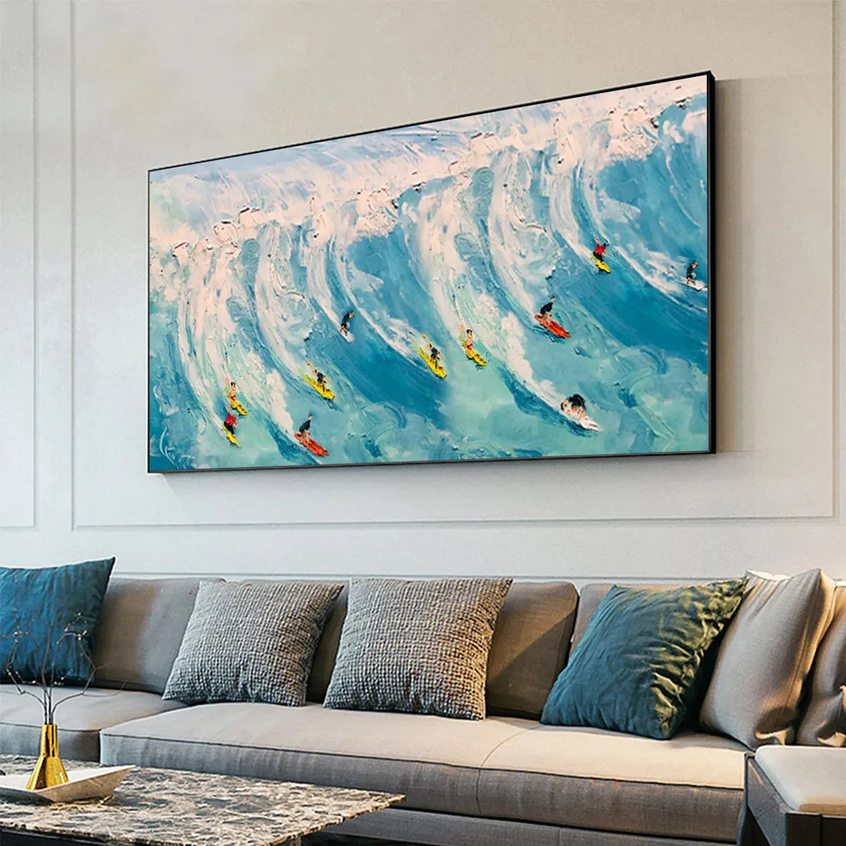 WAVE RIDERS: Ocean Painting of Surfers in Motion