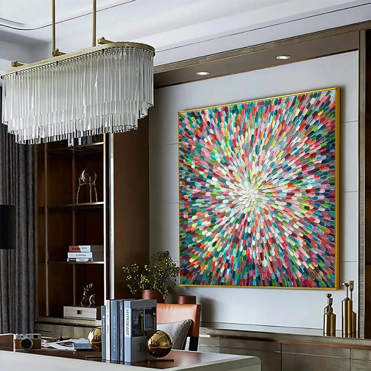 RADIANT BLOOM: Colorful Abstract Impasto Oil Painting