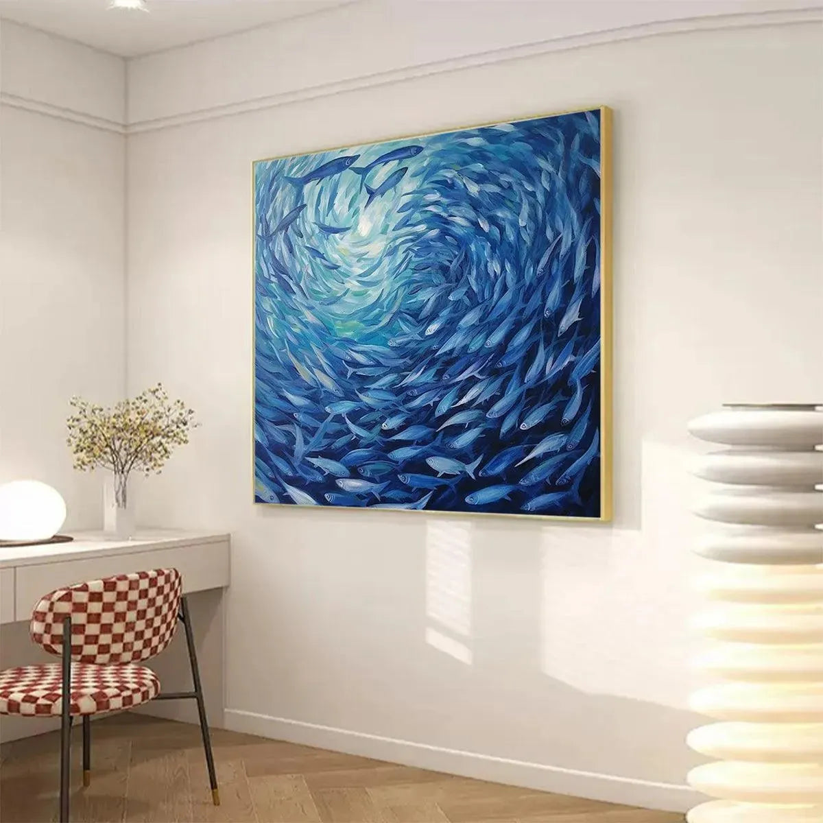 OCEANIC WHIRL: Dynamic Painting of a School of Fish