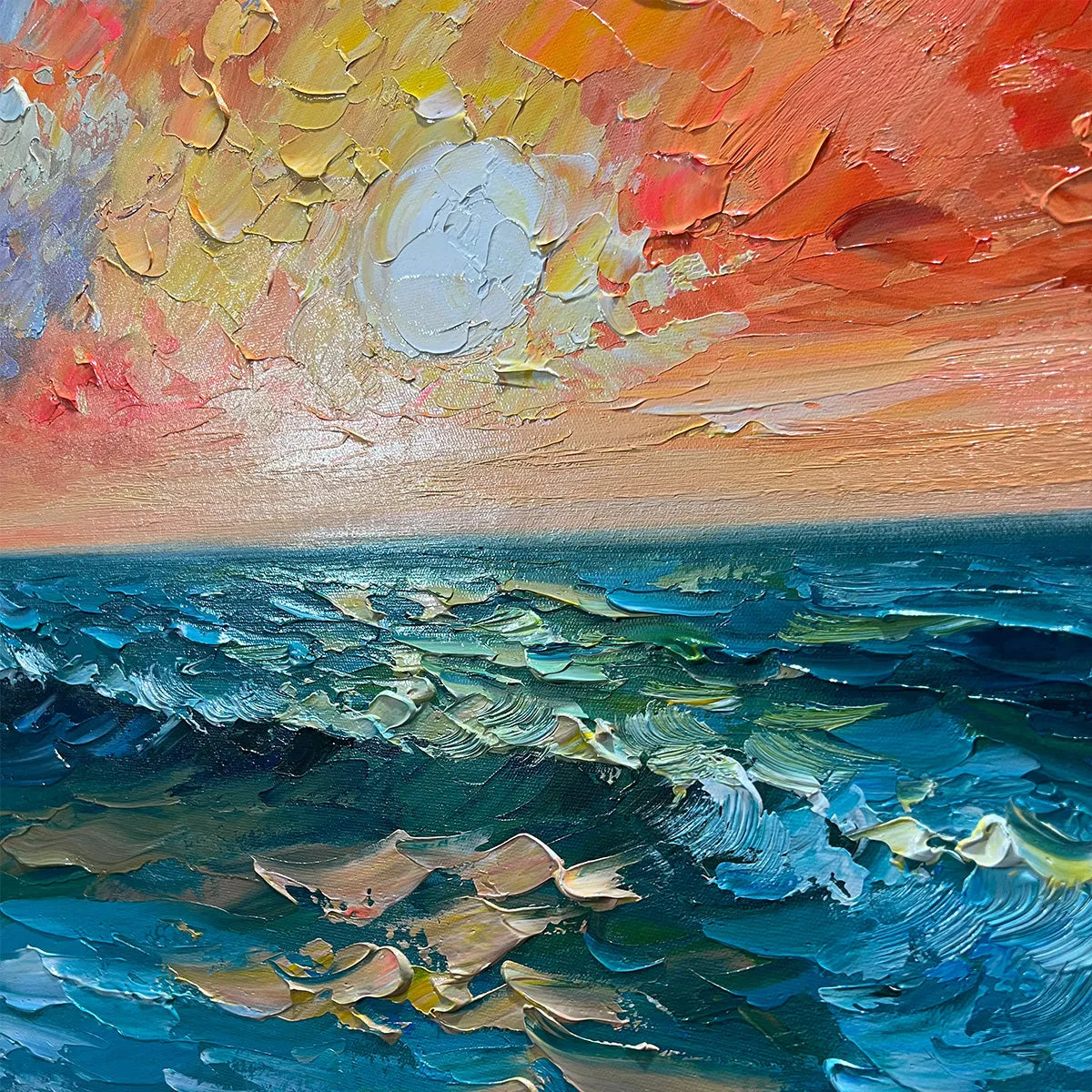 OCEAN SUNSET: Impasto Seascape Painting