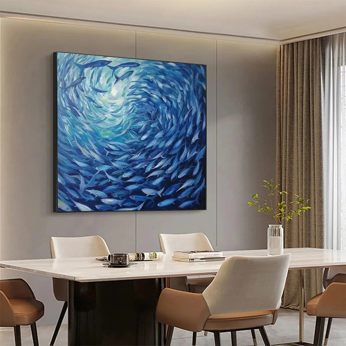 OCEANIC WHIRL: Dynamic Painting of a School of Fish