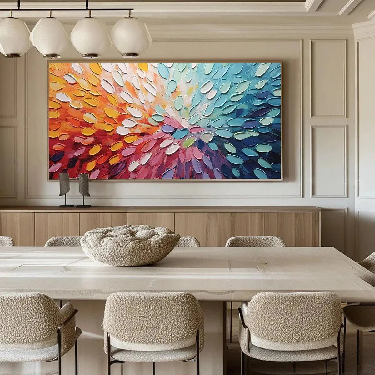 RAINBOW BURST: Textured Abstract Painting in Rainbow Colors