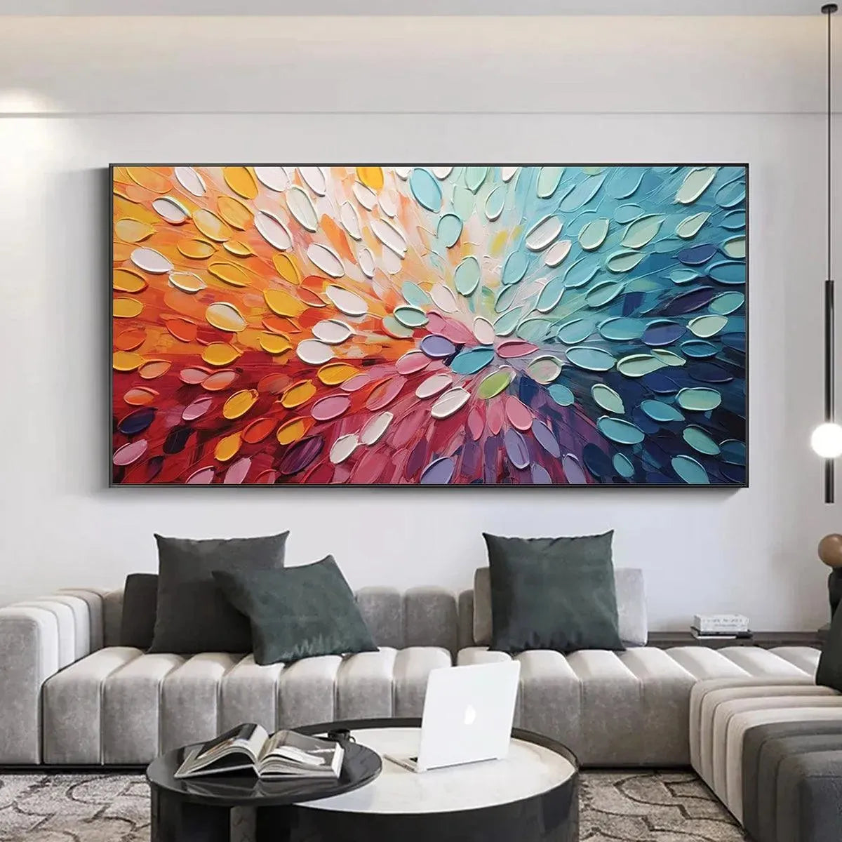RAINBOW BURST: Textured Abstract Painting in Rainbow Colors