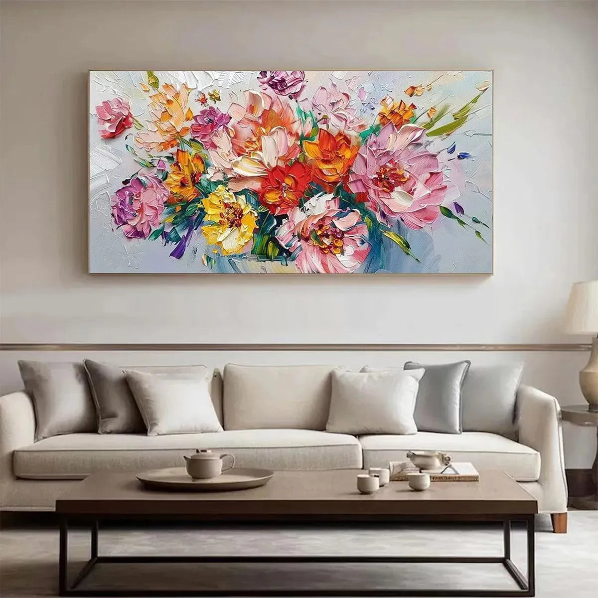 VIBRANT BOUQUET: Textured Impasto Floral Bouquet Painting in Vibrant Colors
