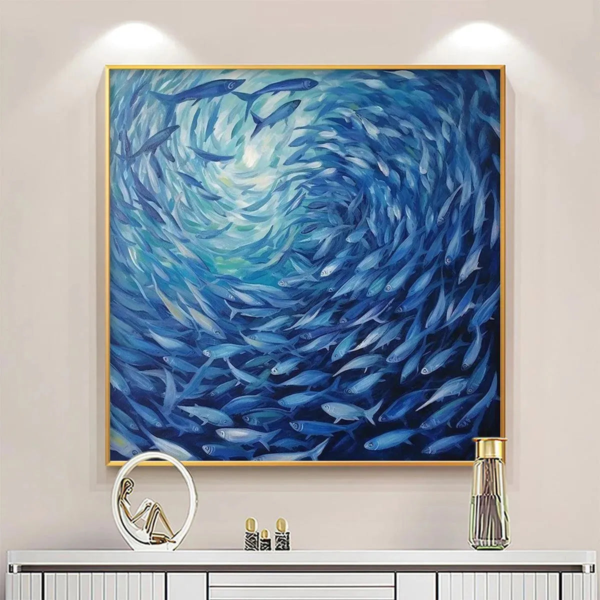 OCEANIC WHIRL: Dynamic Painting of a School of Fish