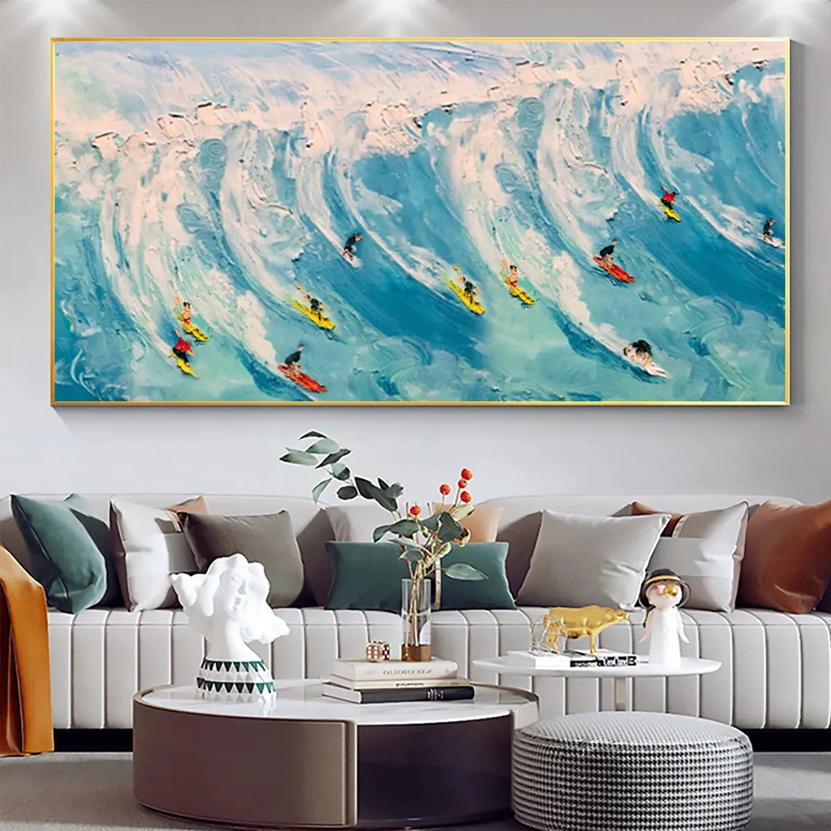WAVE RIDERS: Ocean Painting of Surfers in Motion