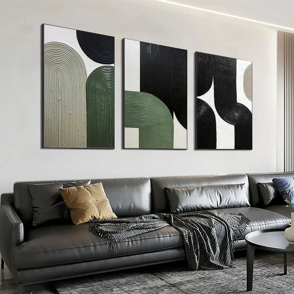 ARCHES TRIPTYCH: Minimalist Textured Abstract Painting Set of 3
