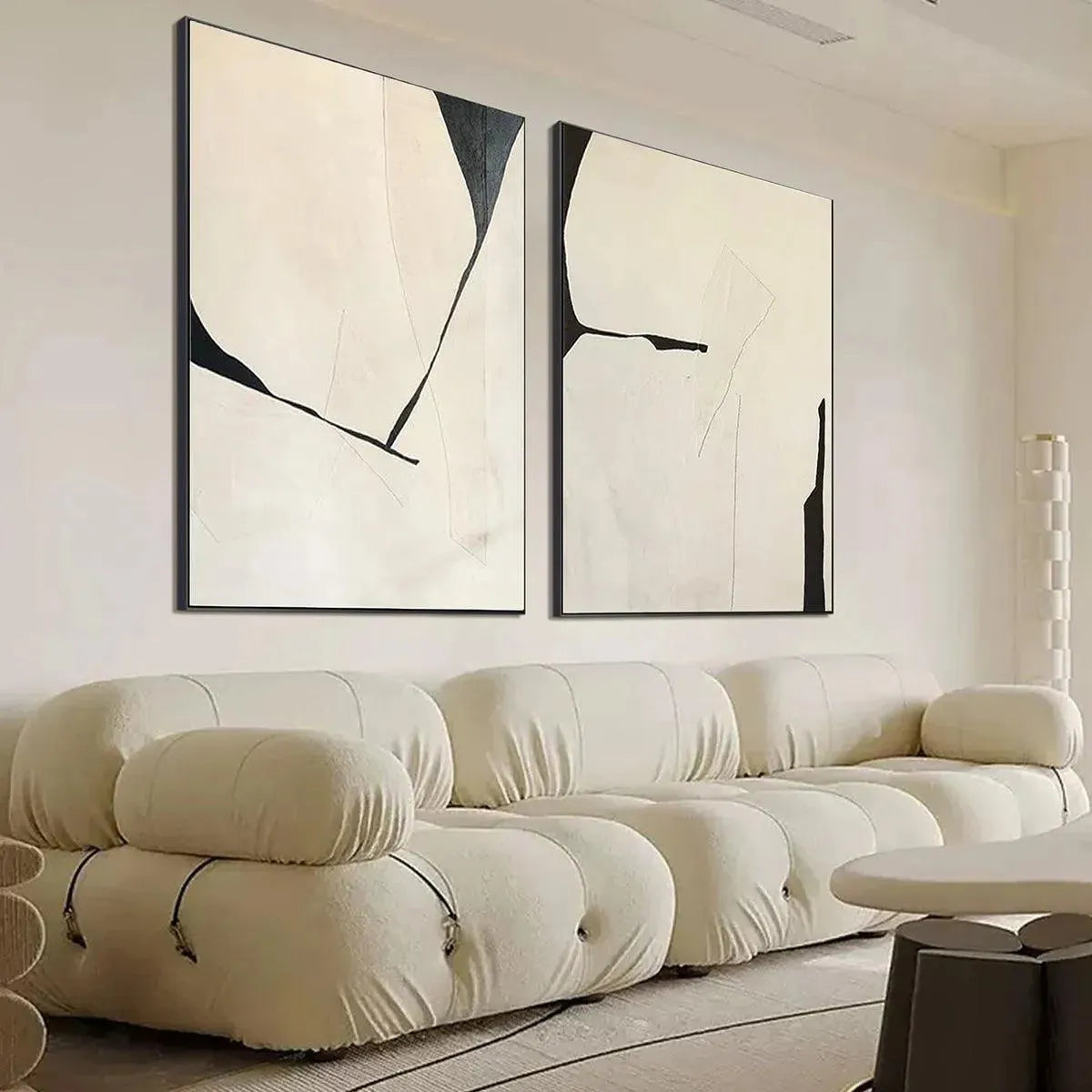 MINIMALIST ABSTRACT DIPTYCH: Abstract Minimalist Painting Set of 2, Vertical Wall Art