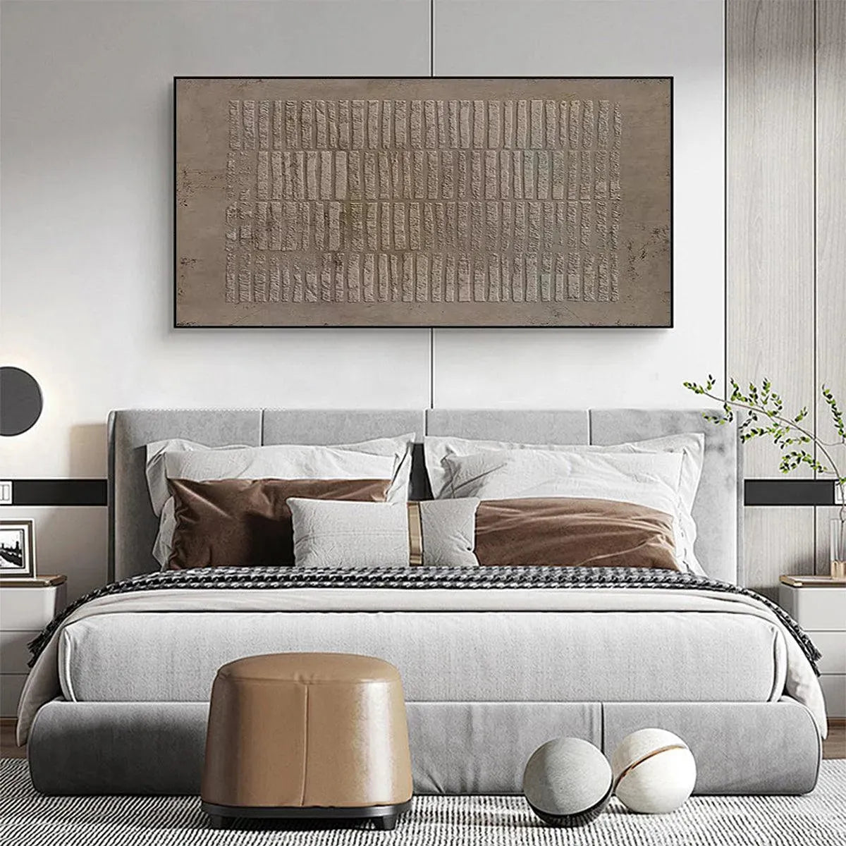 TEXTURED RECTANGLE ARRAY: Minimalist Textured Painting in Brown
