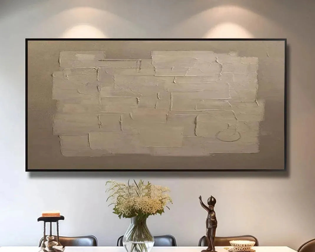 TEXTURED TAUPE ABSTRACT: Minimalist Textured Painting