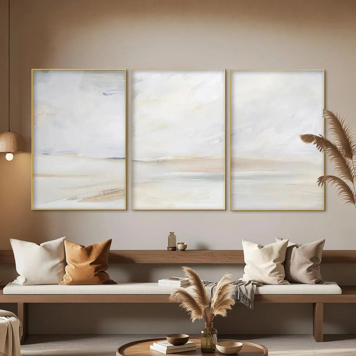 ABSTRACT BEACH TRIPTYCH: Minimalist Beach Painting Set of 3