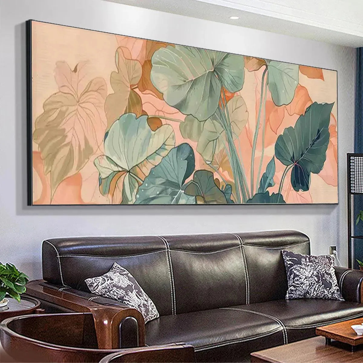 TROPICAL LEAF PANORAMIC: Botanical Painting, Panoramic Wall Art