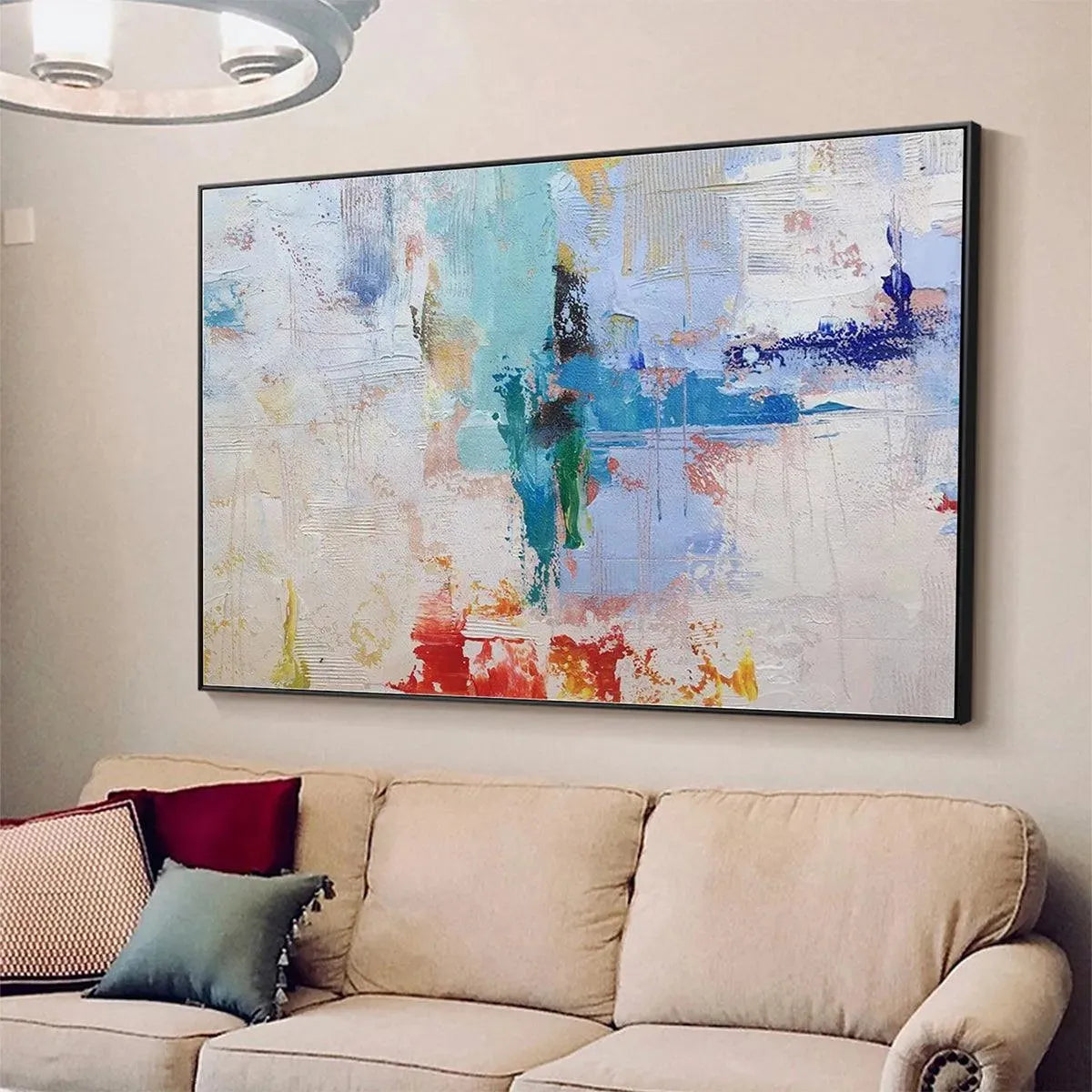 ABSTRACT LAND: Textured Abstract Painting, Colorful Wall Art, Modern Art, Panoramic, Horizontal Canvas