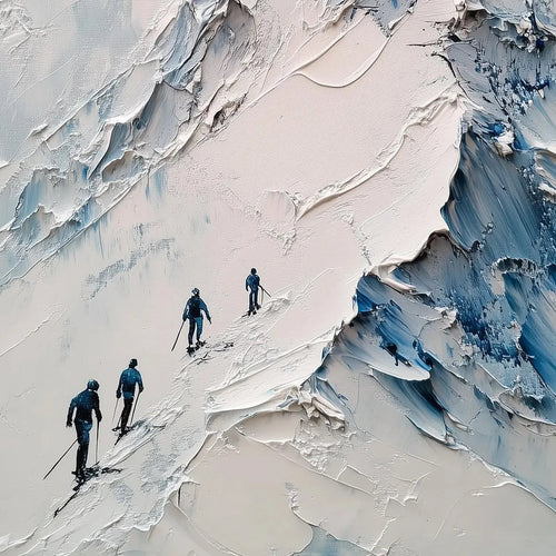 ASCENT: Textured Impasto Mountain Landscape Painting with Skiers