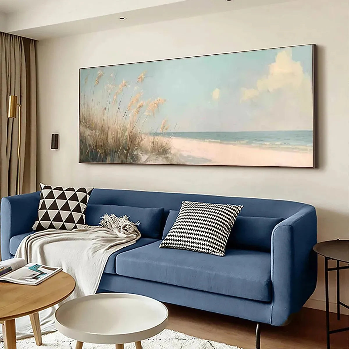 BEACH GRASS PANORAMIC: Beach Painting, Panoramic Wall Art