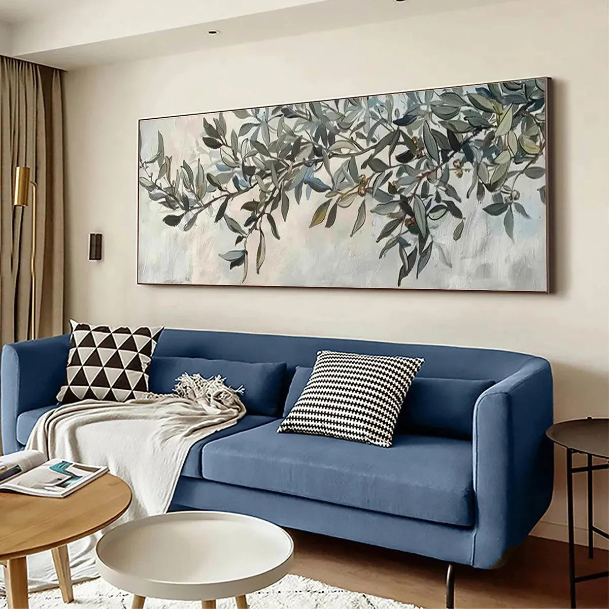 OLIVE BRANCH PANORAMIC: Botanical Painting, Panoramic Wall Art