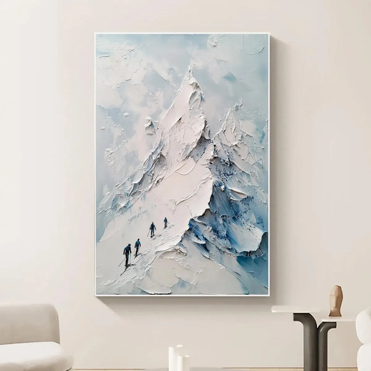 ASCENT: Textured Impasto Mountain Landscape Painting with Skiers