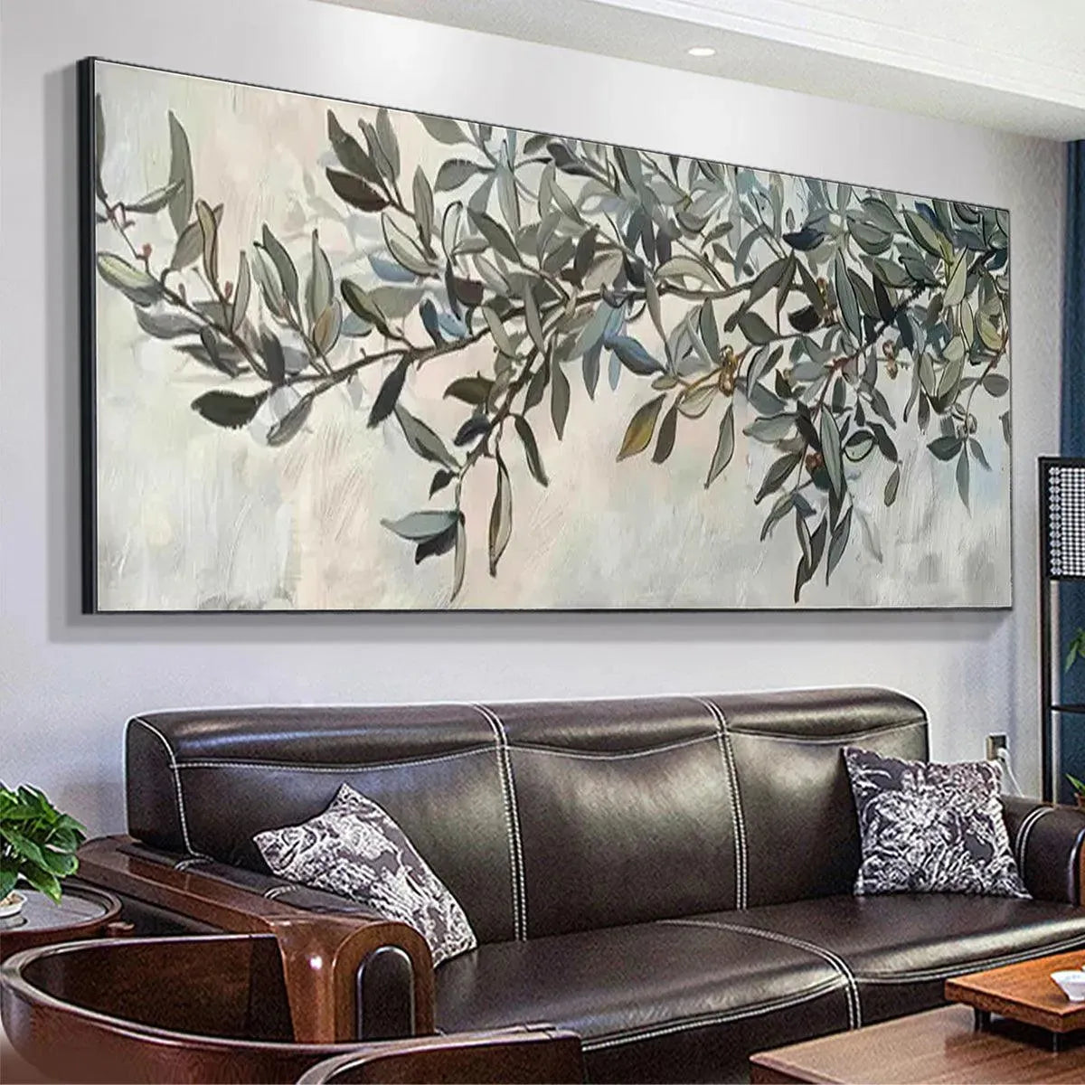 OLIVE BRANCH PANORAMIC: Botanical Painting, Panoramic Wall Art