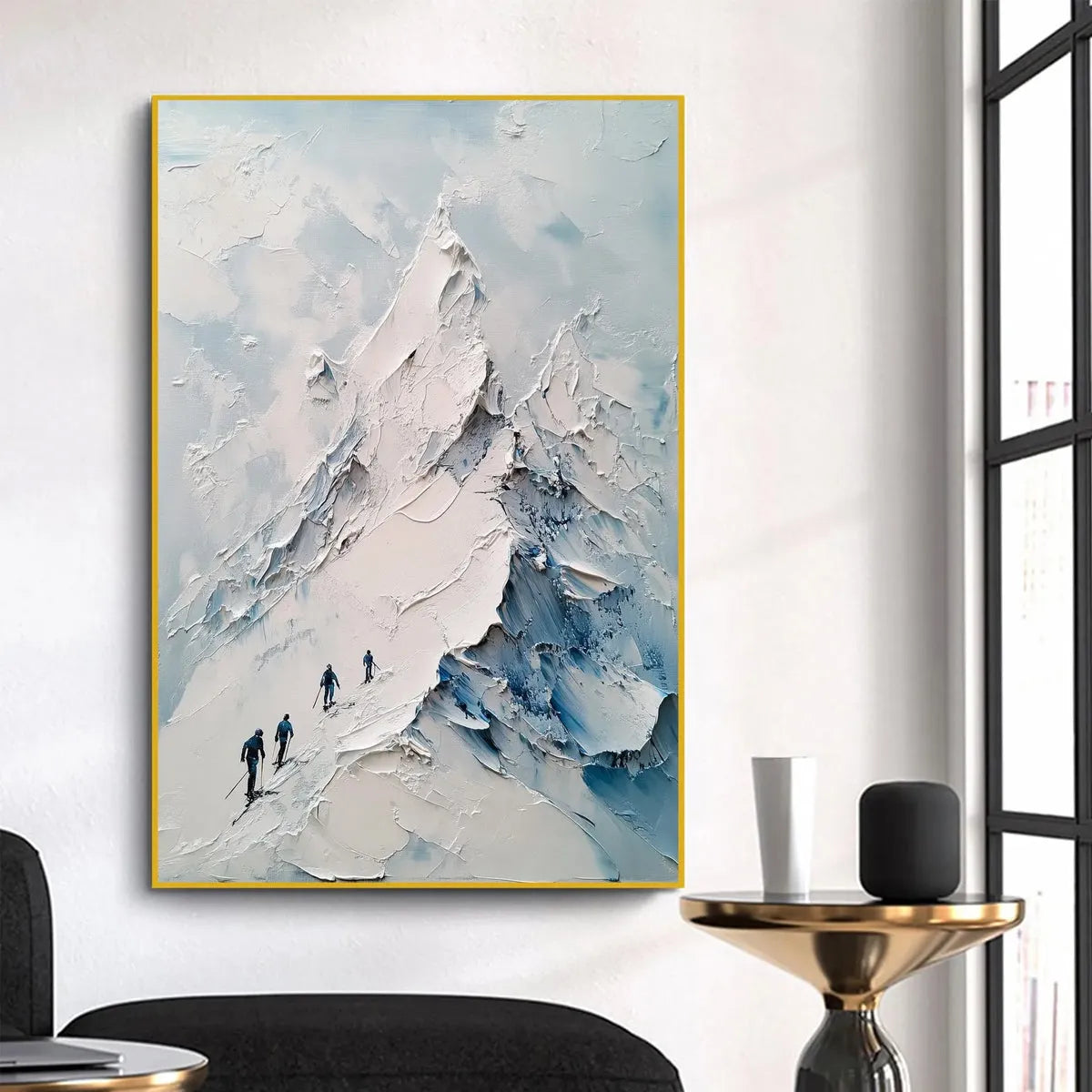 ASCENT: Textured Impasto Mountain Landscape Painting with Skiers
