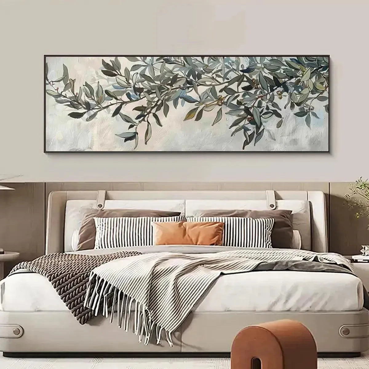 OLIVE BRANCH PANORAMIC: Botanical Painting, Panoramic Wall Art