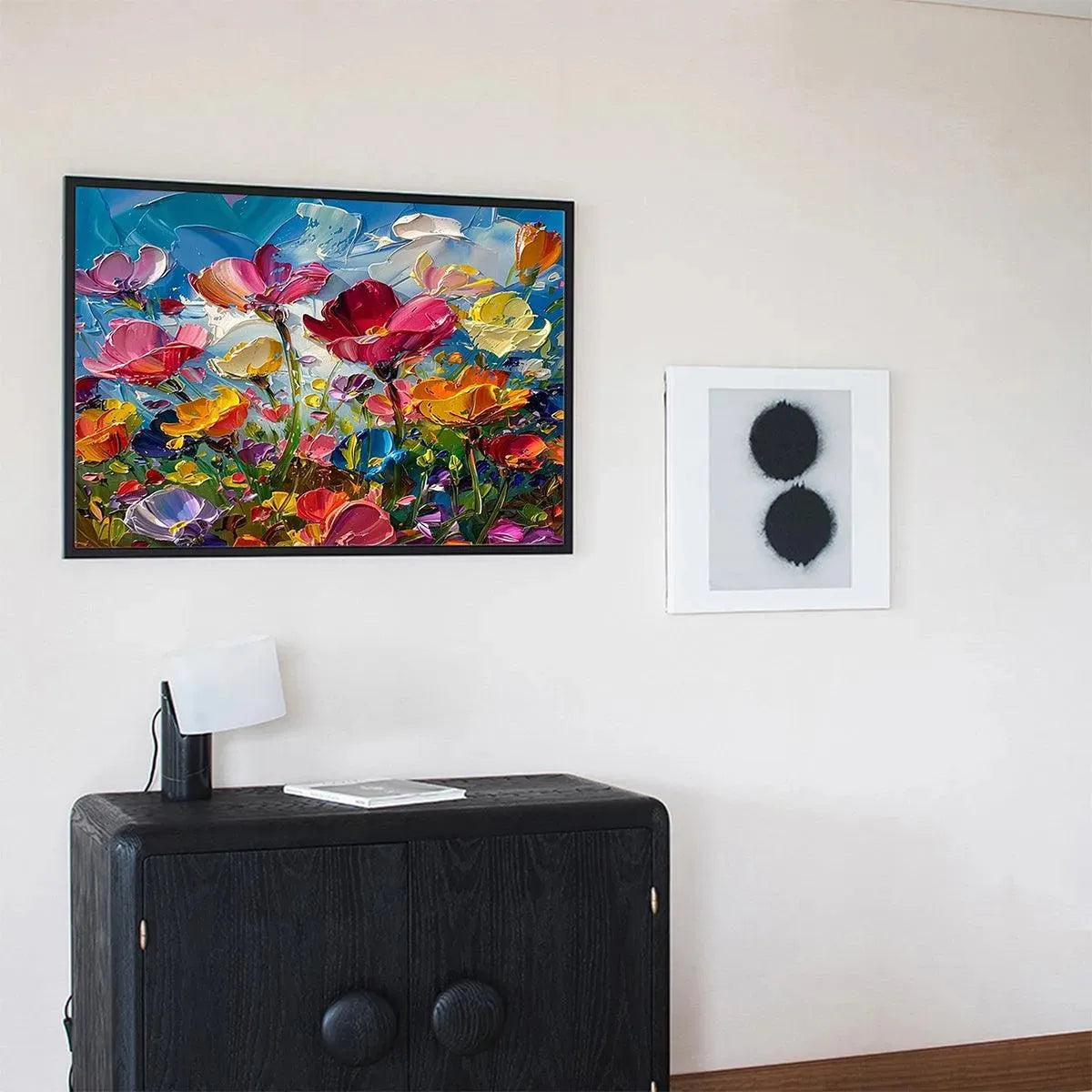 FIELD OF DREAMS: Textured Floral Painting, Impasto Wall Art, Horizontal Canvas, Wildflower Decor