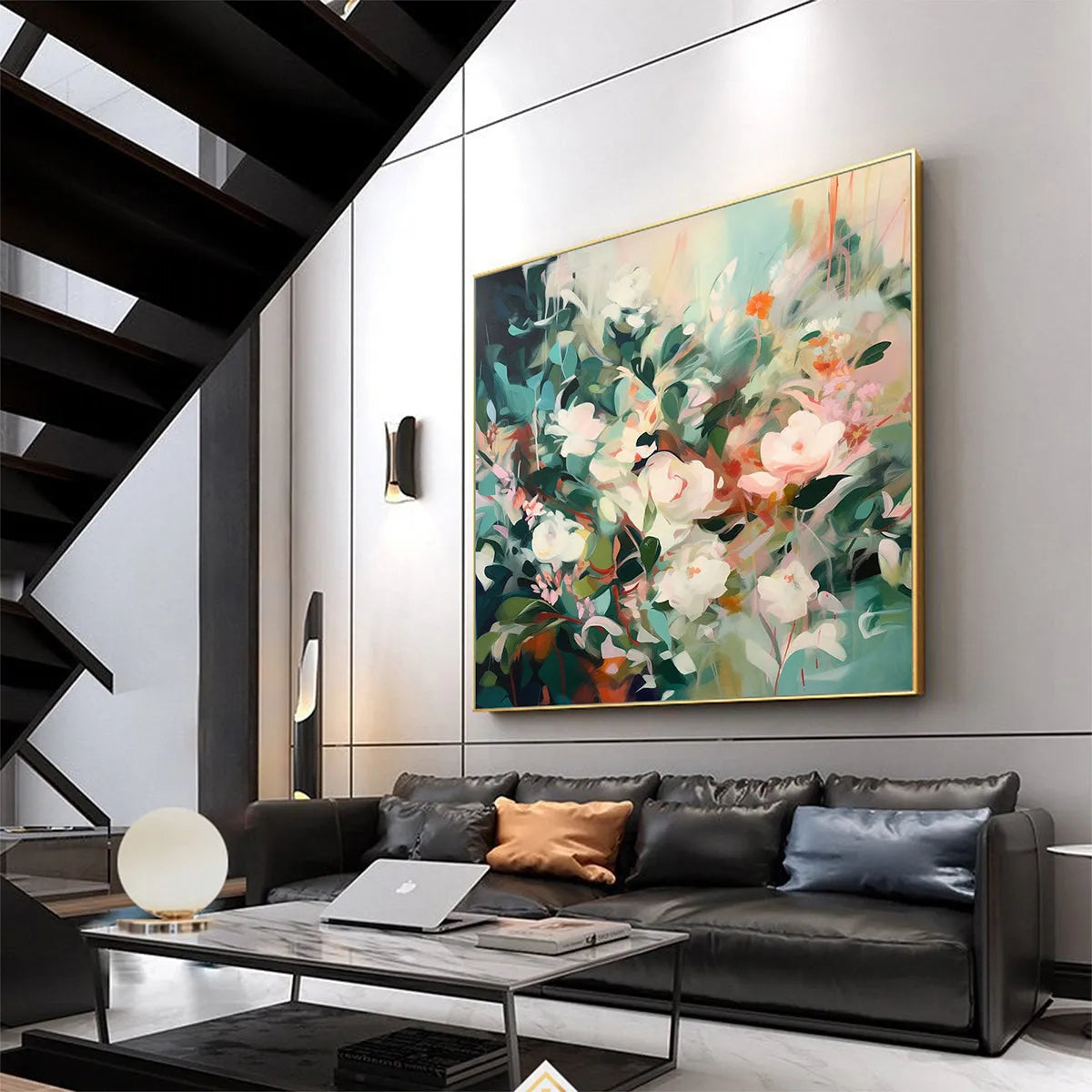 SECRET GARDEN: Square Impressionistic Floral Oil Painting in Soft Hues