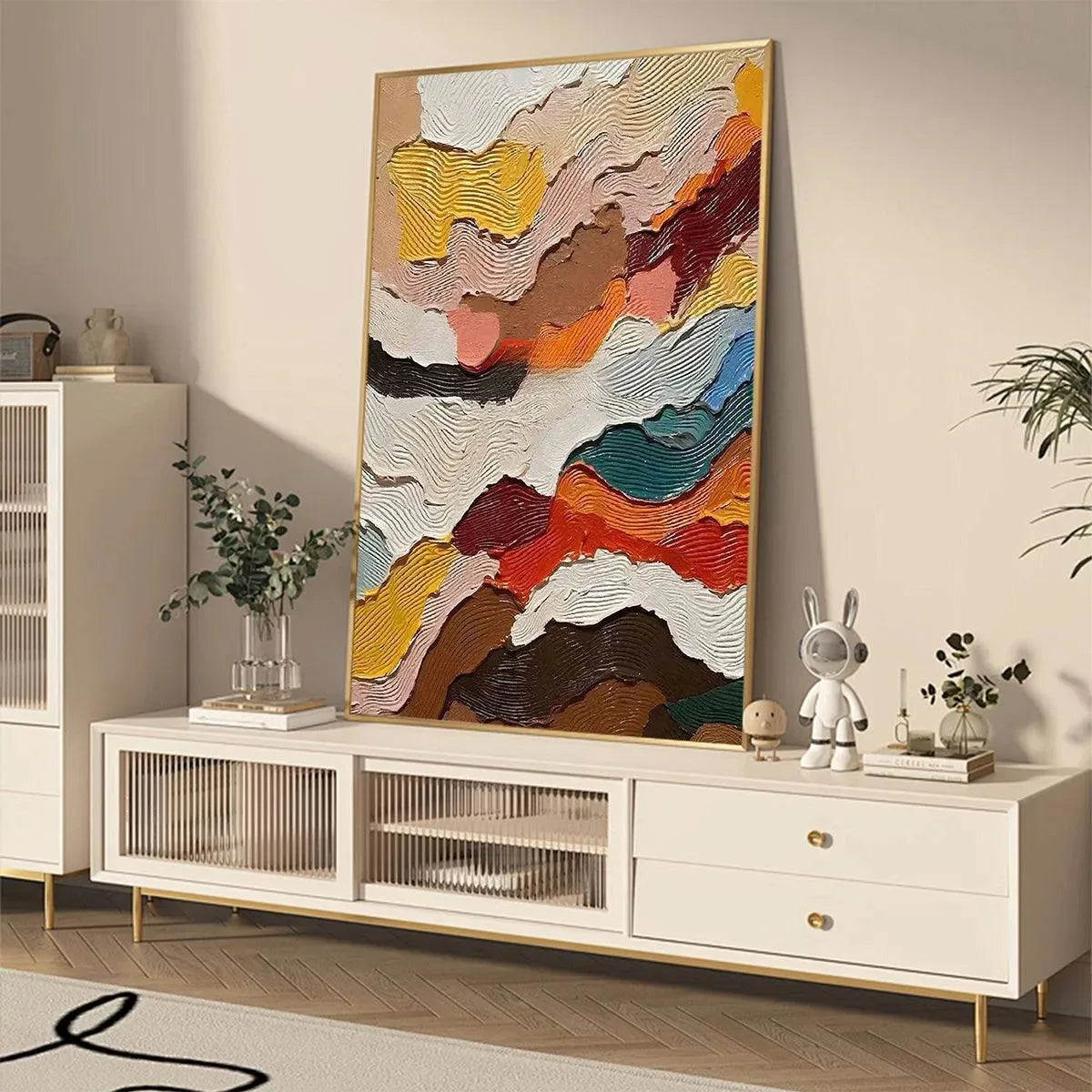ABSTRACT LANDSCAPE: Textured Abstract Painting, Colorful Landscape Wall Art, Vertical Canvas, Impasto Decor