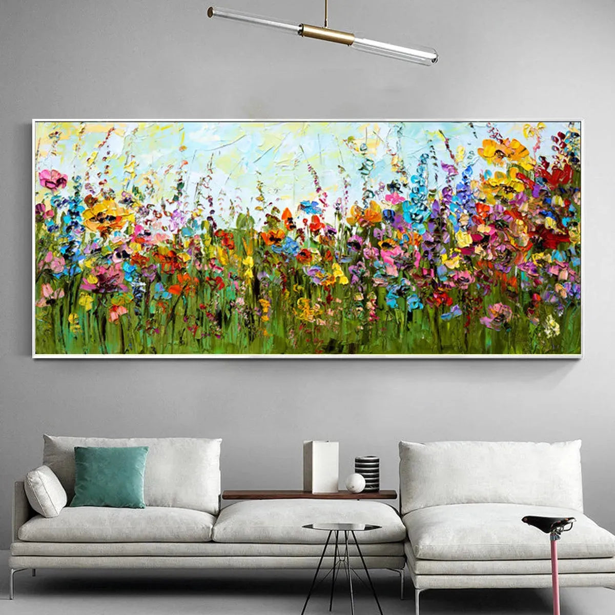 WILD BLOOM MEADOW: Panoramic Impasto Wildflower Oil Painting