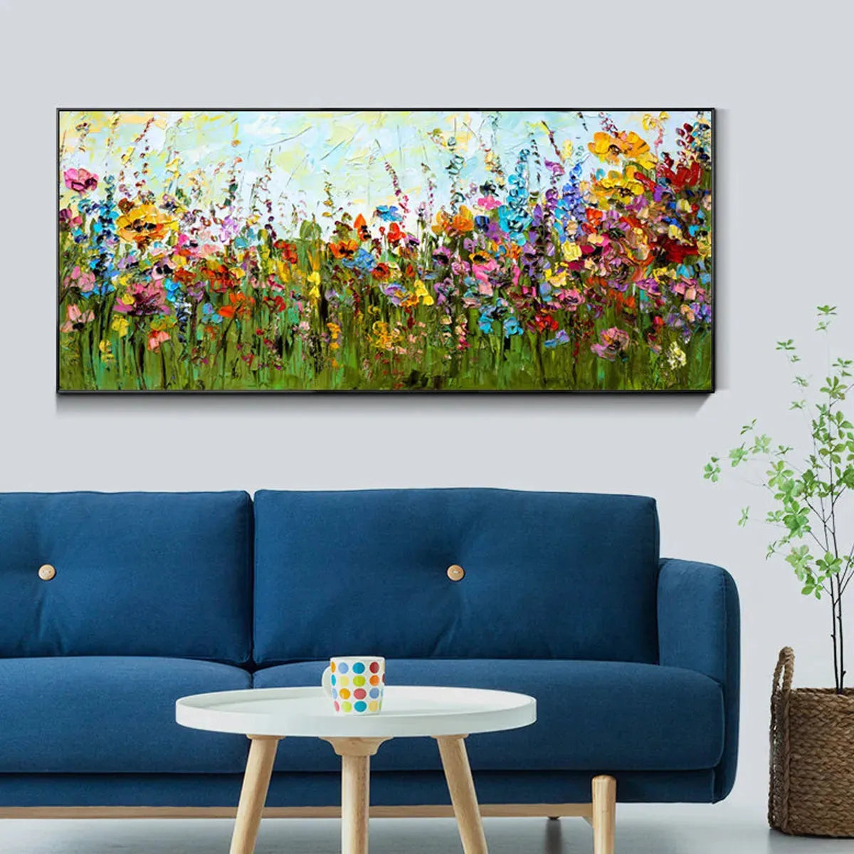 WILD BLOOM MEADOW: Panoramic Impasto Wildflower Oil Painting
