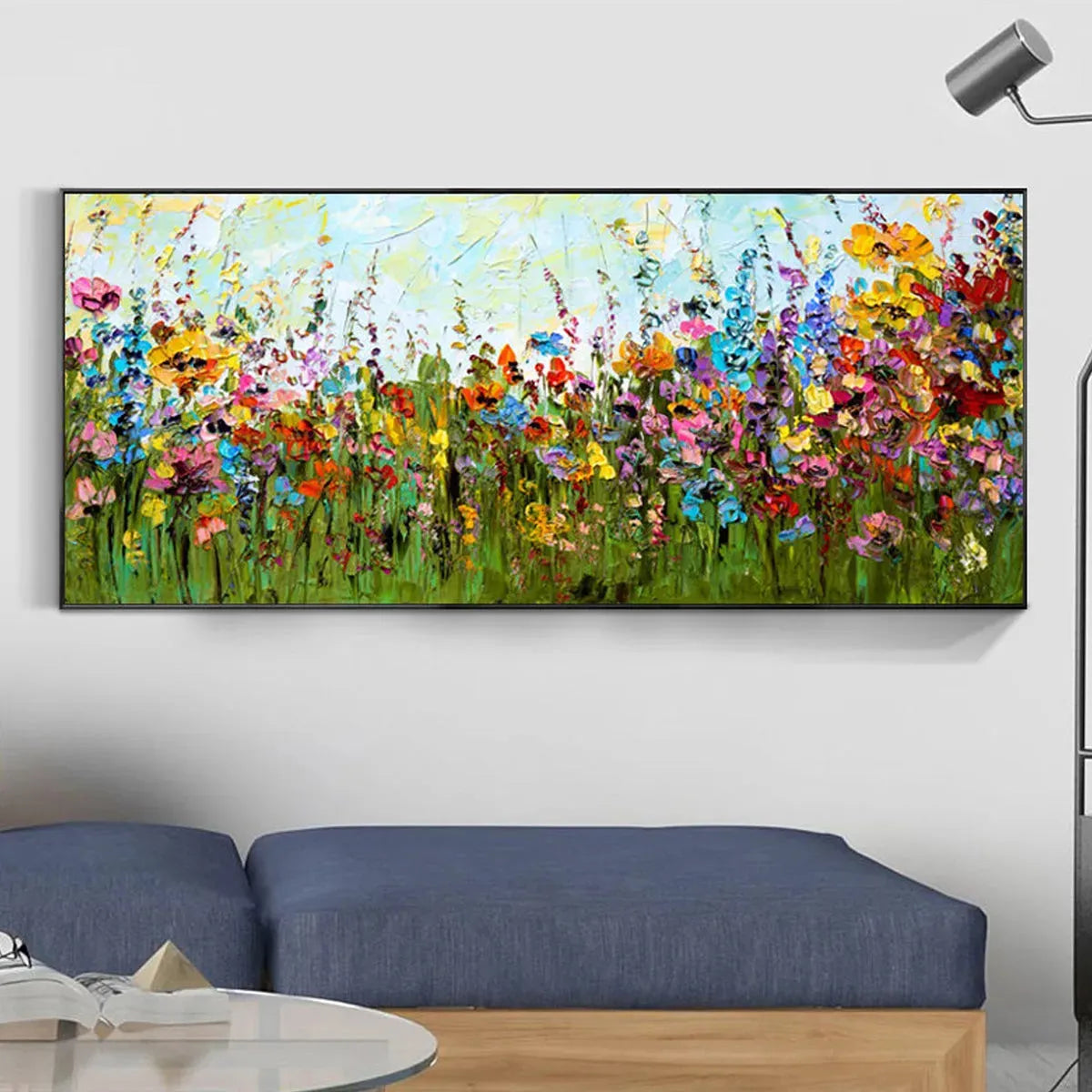 WILD BLOOM MEADOW: Panoramic Impasto Wildflower Oil Painting